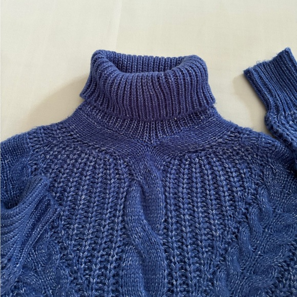 FATE Sweater Turtleneck Forever Chic Cable Sweater Royal Blue size Small Medium - Picture 12 of 13